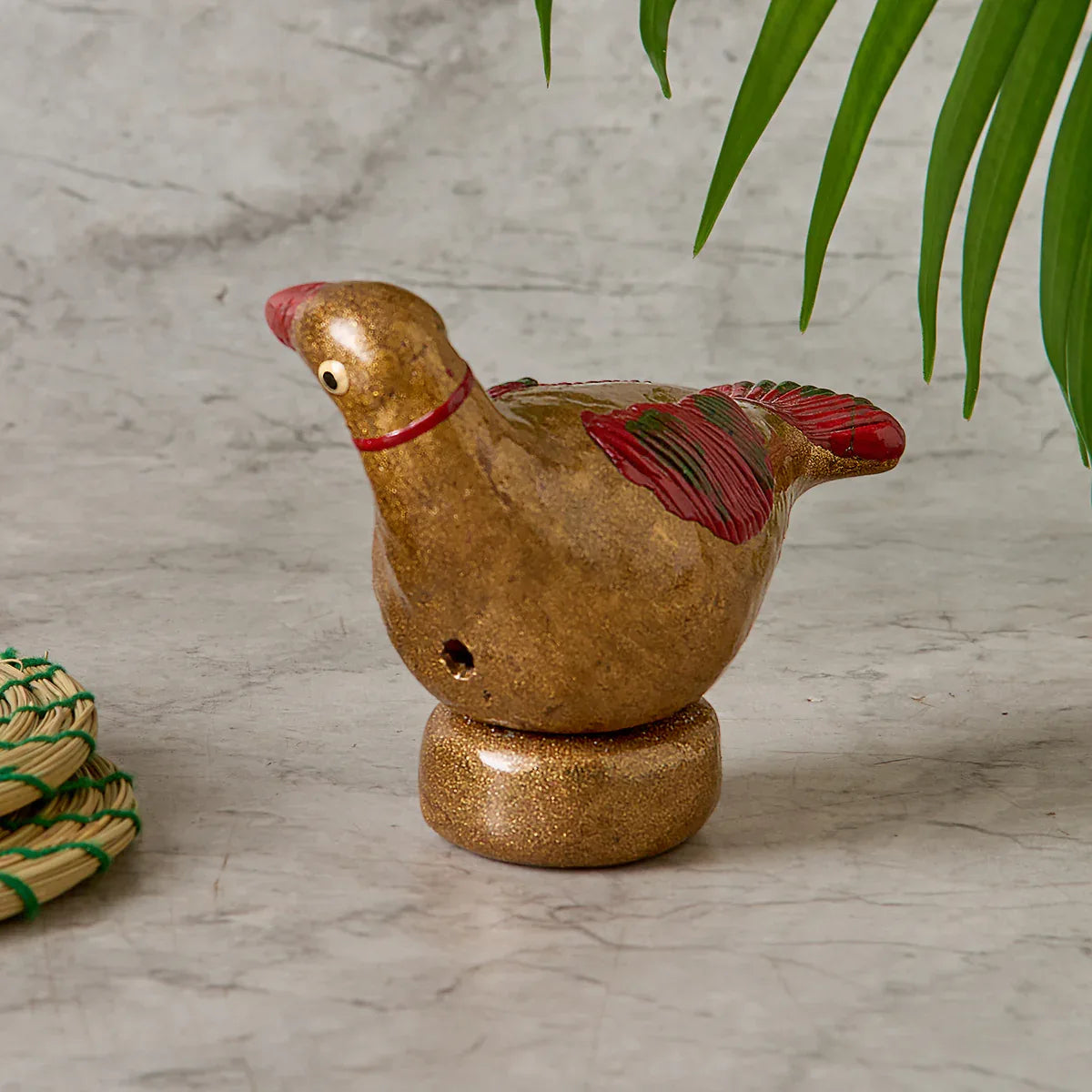 Shellac Bird Figurine with Base- Ochre – view 2